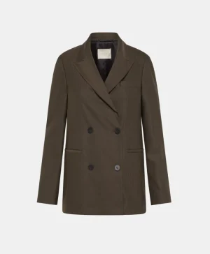 Momoni Vestes*VESTE ROSEMARY EN CHEVRON VISCOSE LAINE STRETCH - BRUN FONCÉ BrunFoncé