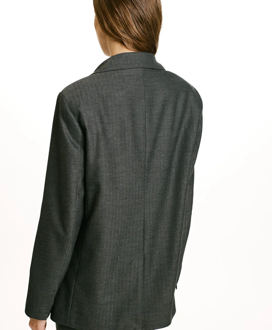 Momoni Costumes*VESTE ROSEMARY EN CHEVRON VISCOSE LAINE STRETCH - GRIS CHARBON GrisCharbon