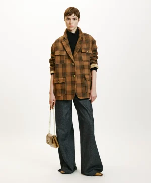 Momoni Vestes*VESTE SHIOMI EN TOILE COTON LAINE CARREAUX - MULTICOLORE CACAO MulticoloreCacao