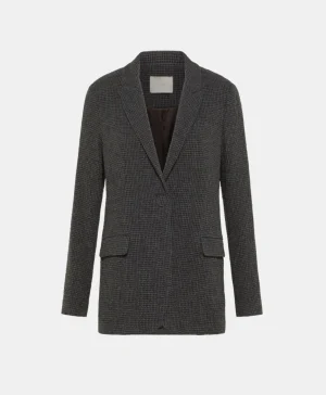 Momoni Vestes*VESTE YUMI EN PIED-DE-POULE SEERSUCKER - Noir/Anthracite